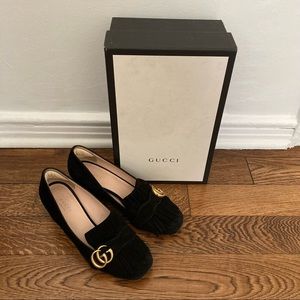 Gucci Marmont Black Suede Pumps